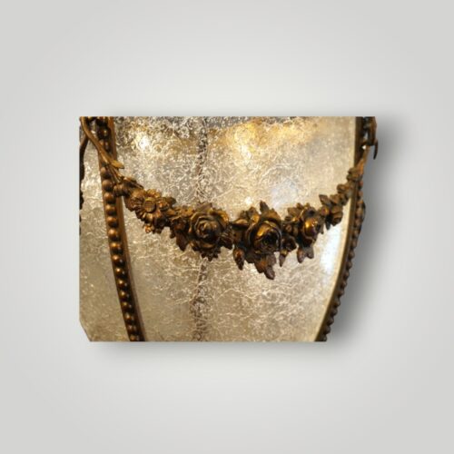 Antique gilt bronze hall lantern swag detail