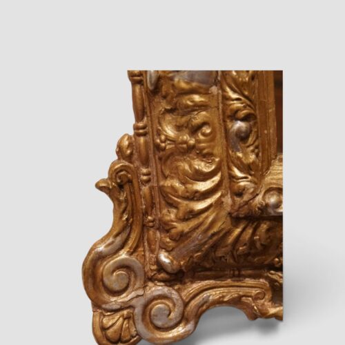 Antique 130cm gilt and silver-gilt mirror with sculptural Rococo-style decoration
