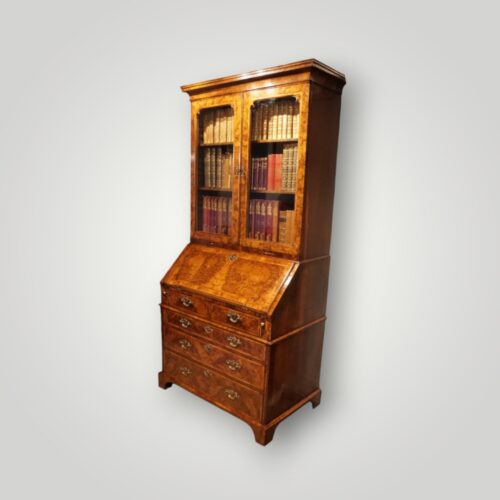 Side profile of George I walnut bureau bookcase