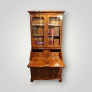 Antique walnut bureau bookcase with glazed doors