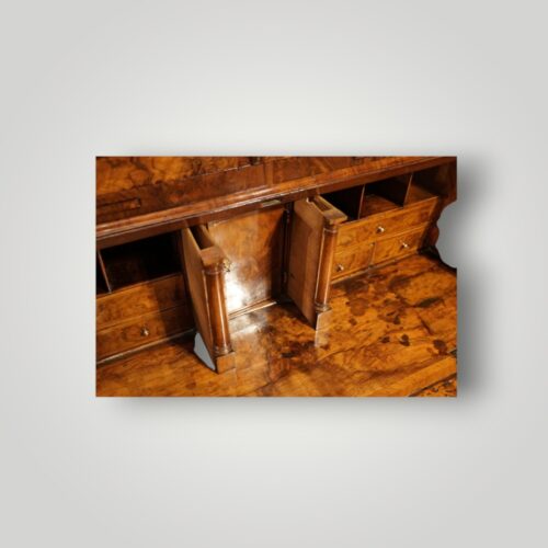 George I walnut bureau bookcase secret drawers