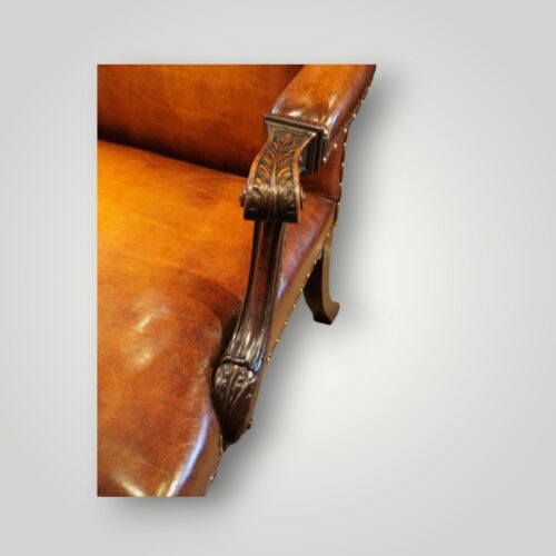 George III mahogany Gainsborough chair arm