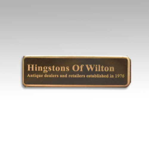 Hingstons Antiques brand guarantee name plate