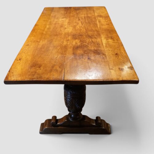 Oak refectory dining table end top