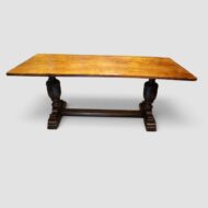 Oak refectory dining table side view