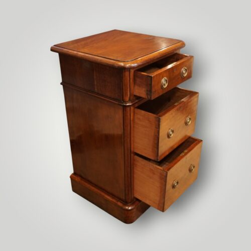 Pair of antique mahogany bedroom chests with brass handles