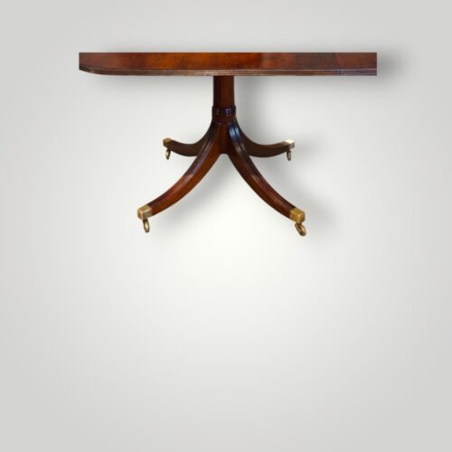 Mahogany twin pedestal dining table measuring 210cm when fully extended.