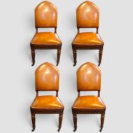 Set of 4 Victorian oak Gothic chairs