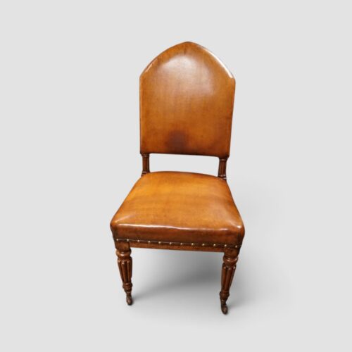 Set of four Gothic oak dining chairs