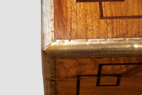 19th‑century camphor wood military trunk with inlay