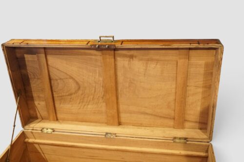 19th‑century camphor wood military trunk with inlay