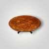 Antique Victorian inlaid burr walnut table viewed from above