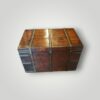 Walnut trunk with iron bindings and lock plate