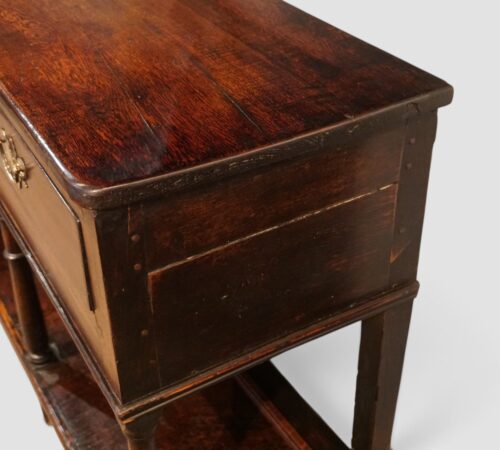 Oak dresser base showing rich aged patina