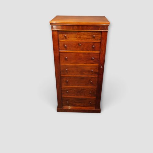Antique mahogany Wellington chest with classic Victorian design