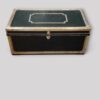 Regency green leather brass bound trunk